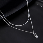 Двухрядное колье с цепочкой и подвеской-улыбкой из хирургической стали