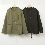 No-Collar Cotton Short Jacket