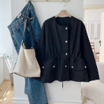 No-Collar Cotton Short Jacket