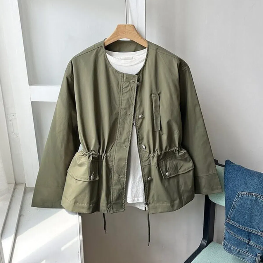 No-Collar Cotton Short Jacket