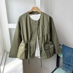 No-Collar Cotton Short Jacket