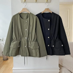 No-Collar Cotton Short Jacket