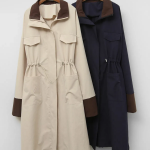 Color-Block String Long Cotton Jacket