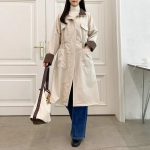 Color-Block String Long Cotton Jacket