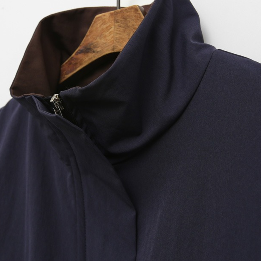 Color-Block String Long Cotton Jacket