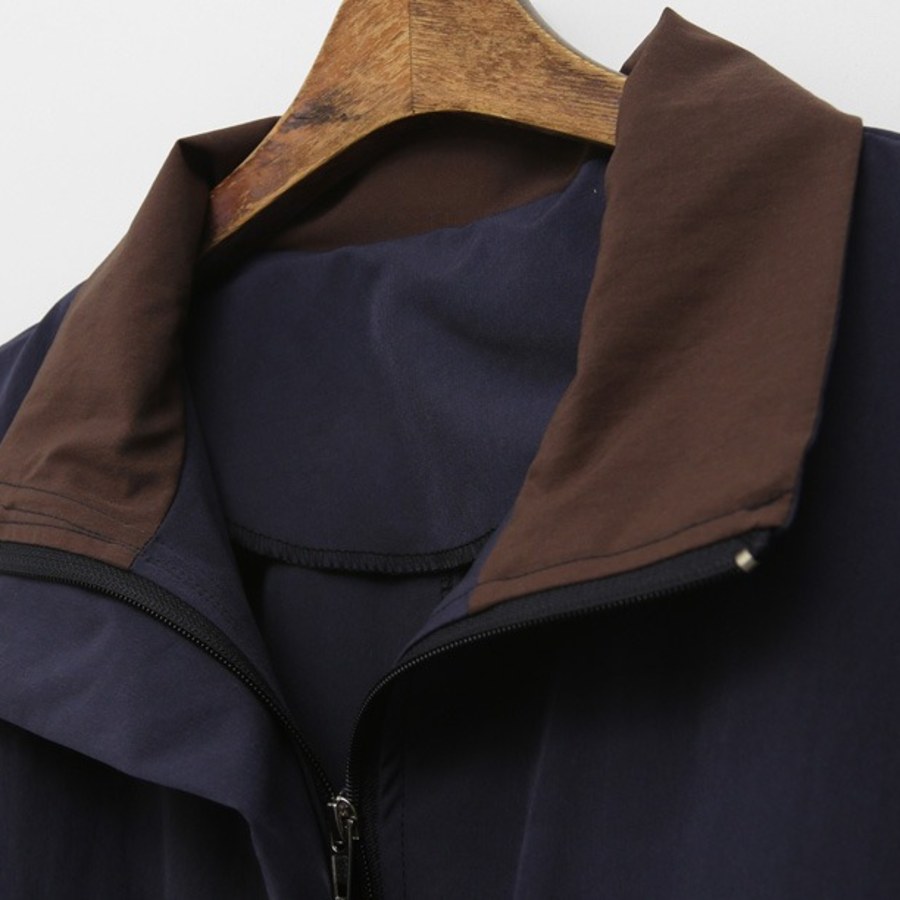 Color-Block String Long Cotton Jacket