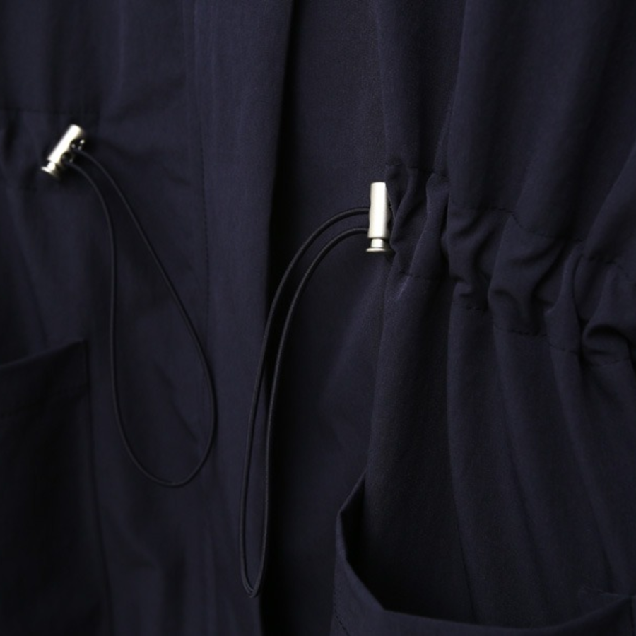 Color-Block String Long Cotton Jacket