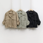 Collar Roll-Up Crop Windbreaker Jacket