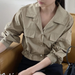 Collar Roll-Up Crop Windbreaker Jacket