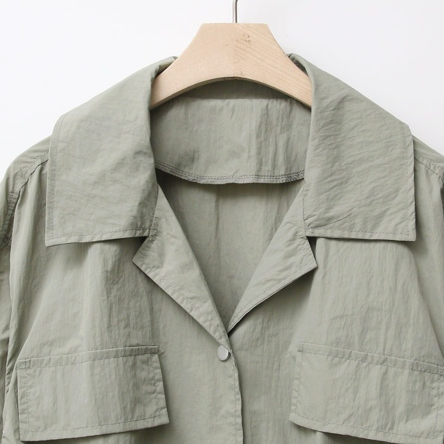 Collar Roll-Up Crop Windbreaker Jacket