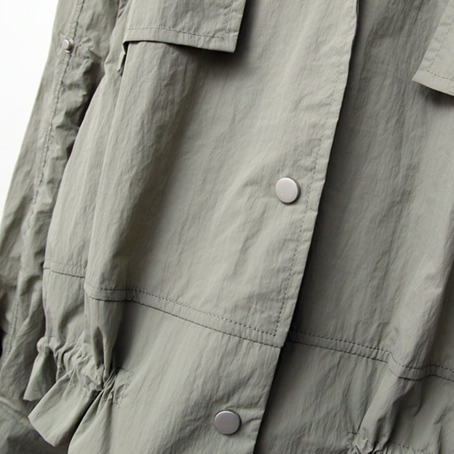 Collar Roll-Up Crop Windbreaker Jacket