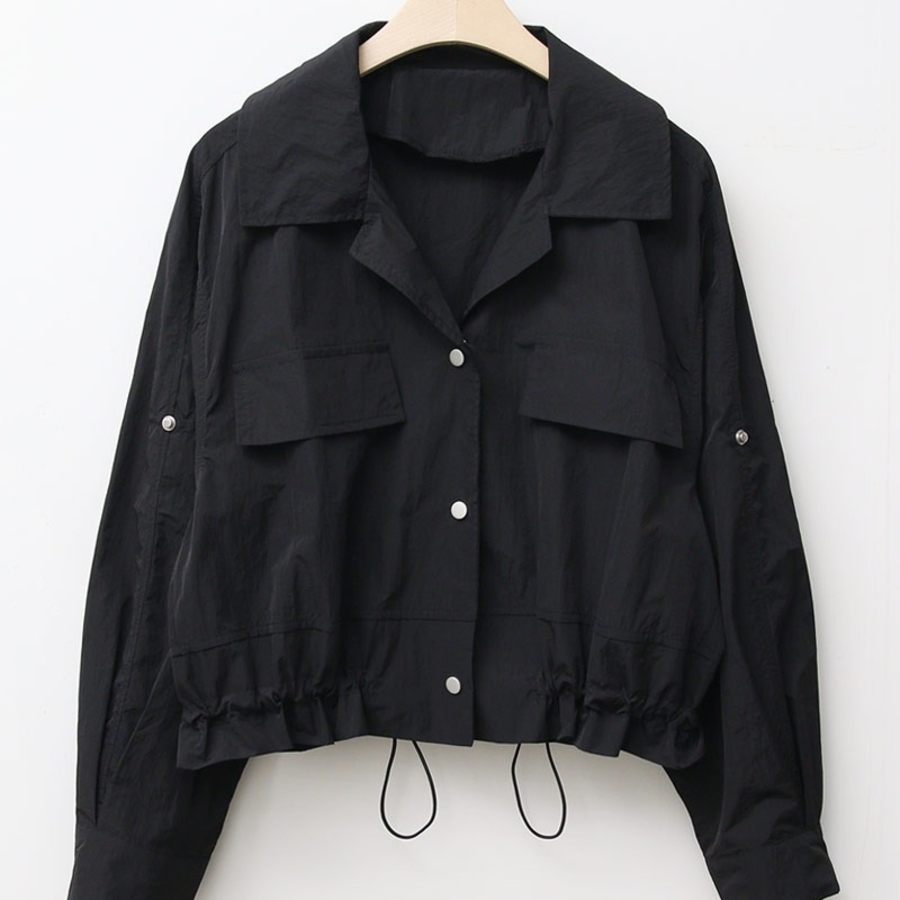 Collar Roll-Up Crop Windbreaker Jacket