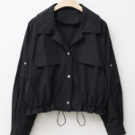 Collar Roll-Up Crop Windbreaker Jacket
