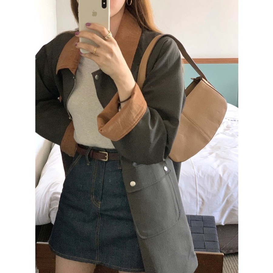 Corduroy Collar Zip-Up Safari Jacket