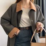 Corduroy Collar Zip-Up Safari Jacket