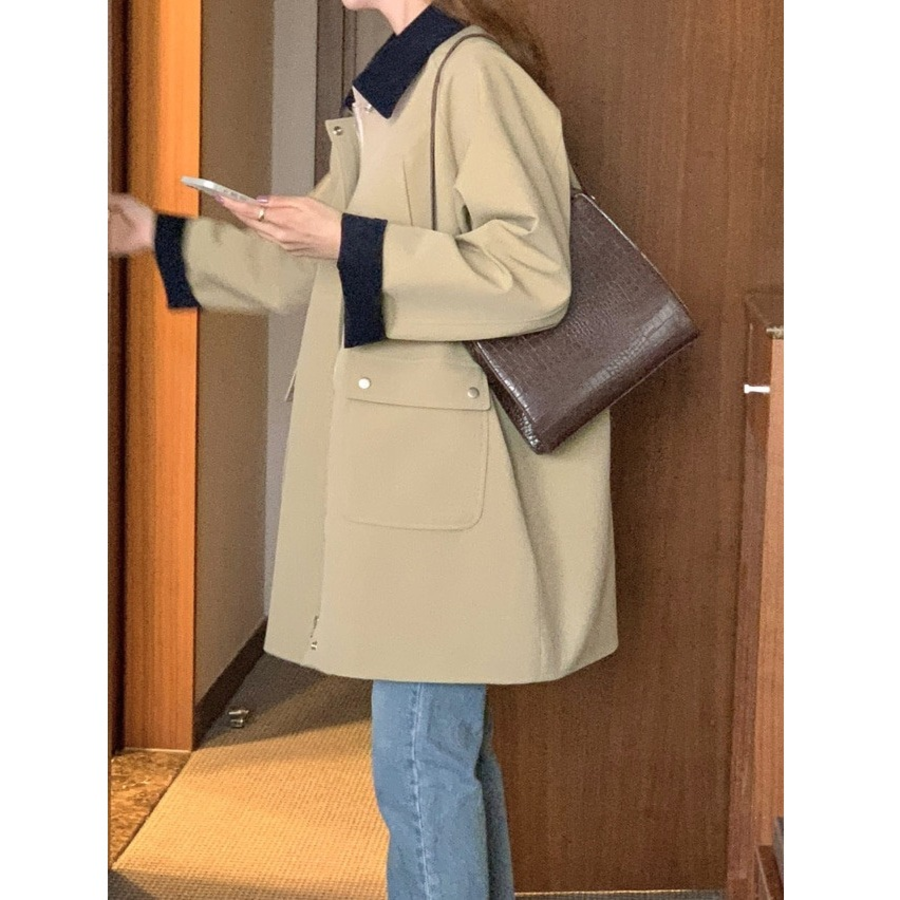 Corduroy Collar Zip-Up Safari Jacket