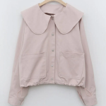 Round Wide Collar Spring Short Jacket with Snap Buttons