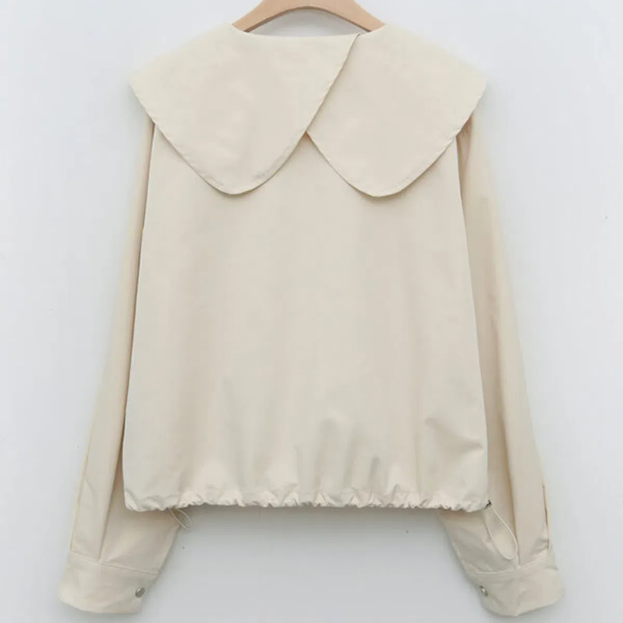 Round Wide Collar Spring Short Jacket with Snap Buttons