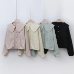 Round Wide Collar Spring Short Jacket with Snap Buttons
