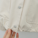 Round Wide Collar Spring Short Jacket with Snap Buttons