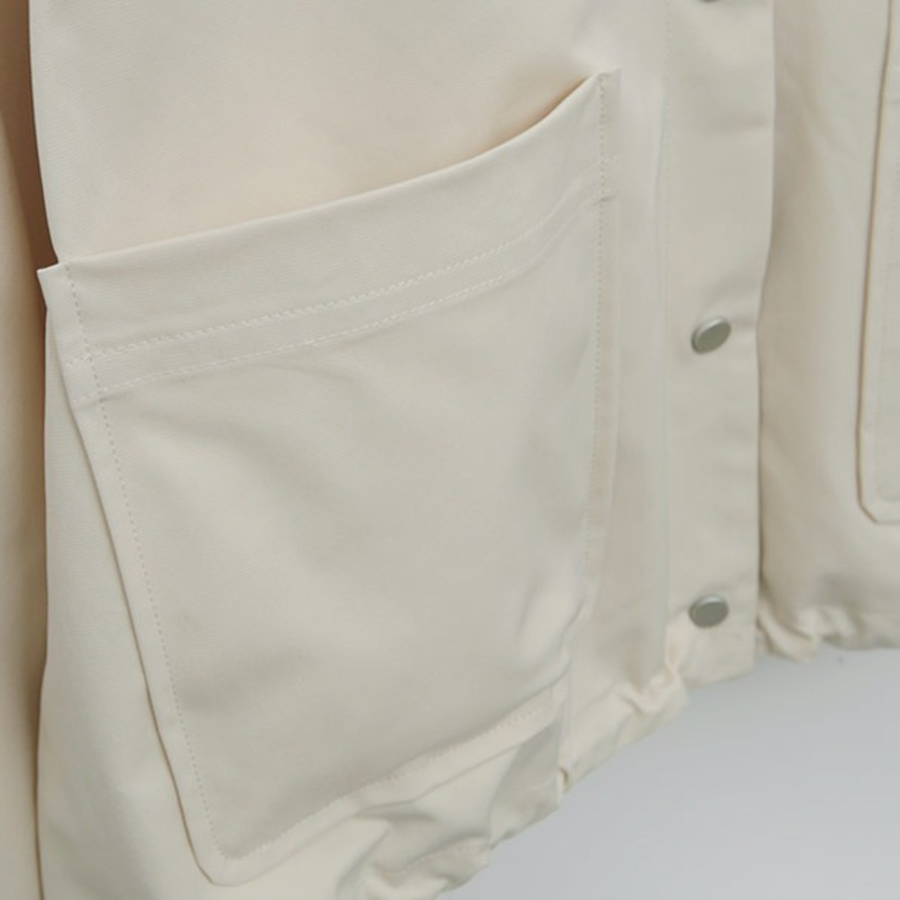 Round Wide Collar Spring Short Jacket with Snap Buttons