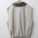 Synthetic Leather Collar Casual Vest Jacket