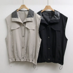 Synthetic Leather Collar Casual Vest Jacket