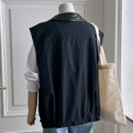 Synthetic Leather Collar Casual Vest Jacket