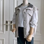 Synthetic Leather Collar Casual Vest Jacket