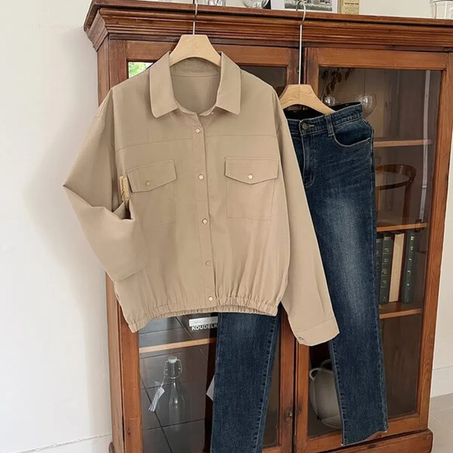 Cotton Pocket Banding Shirt Jacket