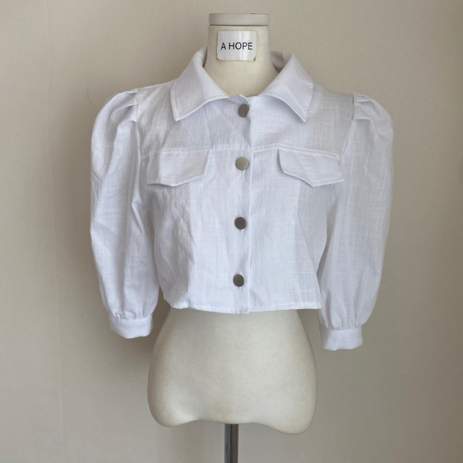 Doa Linen Puff Crop Jacket