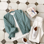 No Collar Nylon Windbreaker