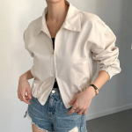Minimal Cotton Two-Way Short Jacket