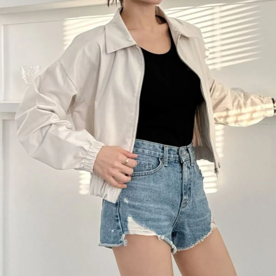 Minimal Cotton Two-Way Short Jacket