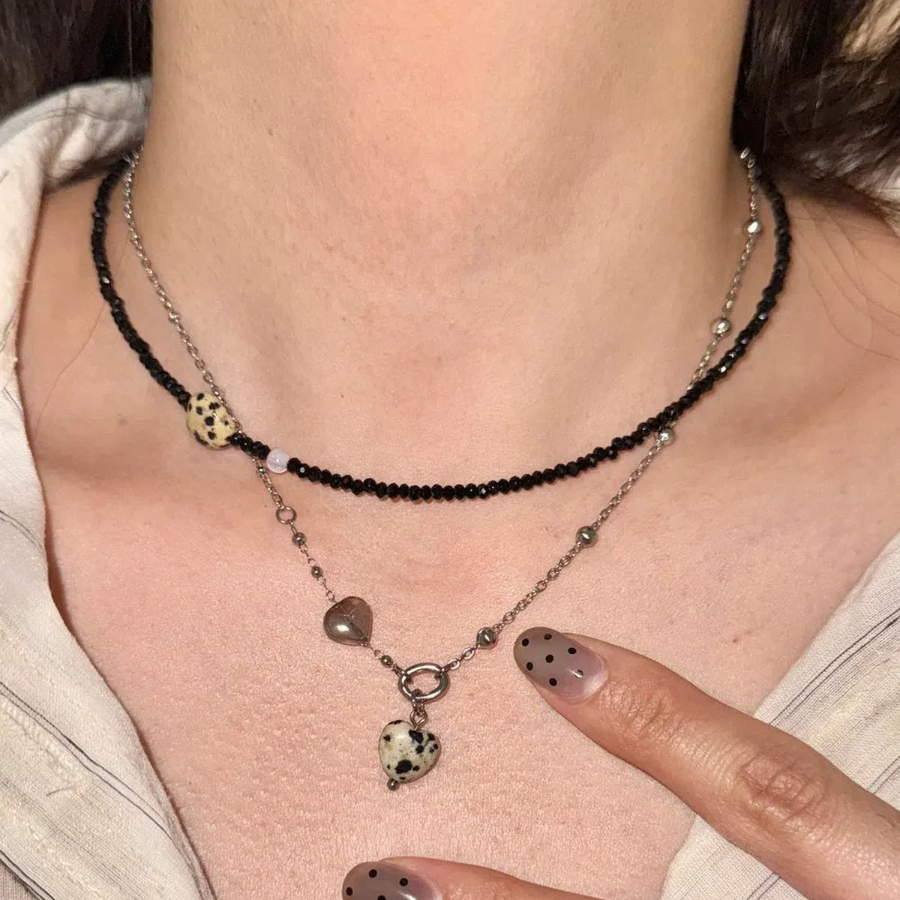 Многослойный чокер с опалом и вкраплениями