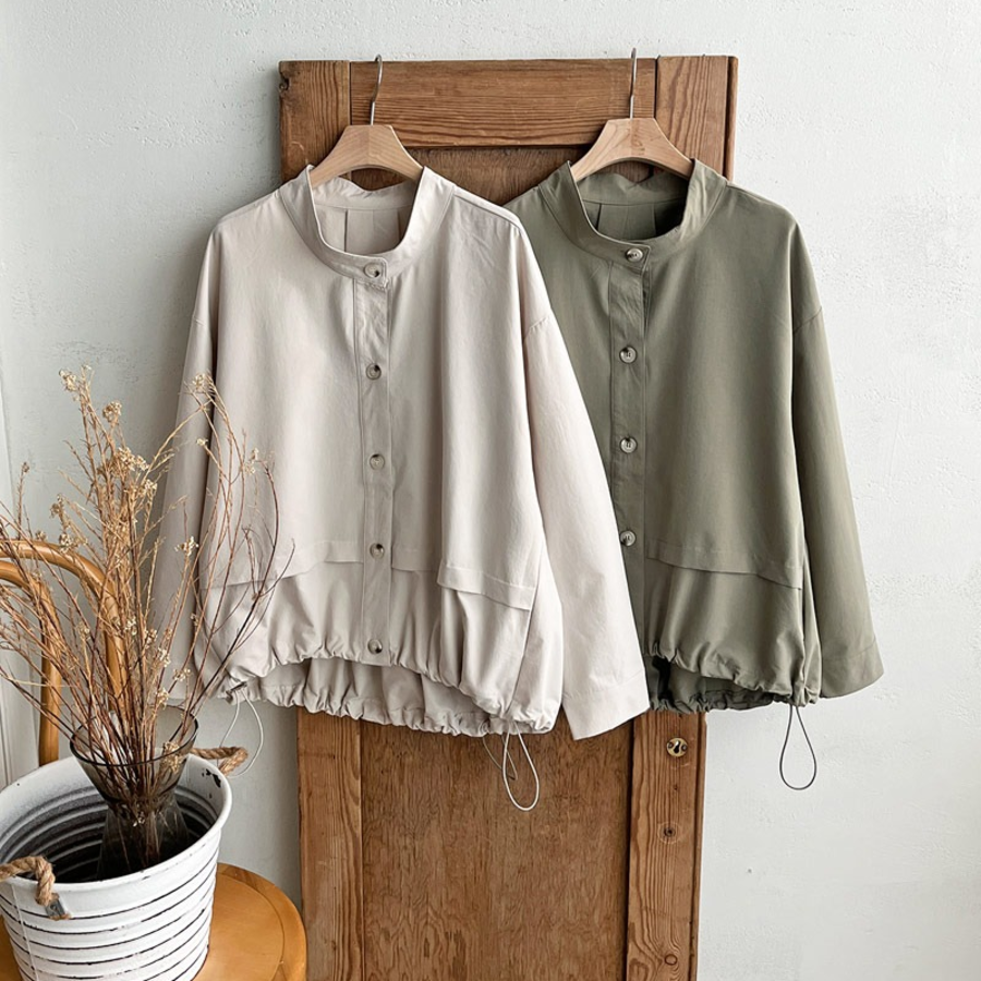 Shirring Button-Up Spring Field Jacket
