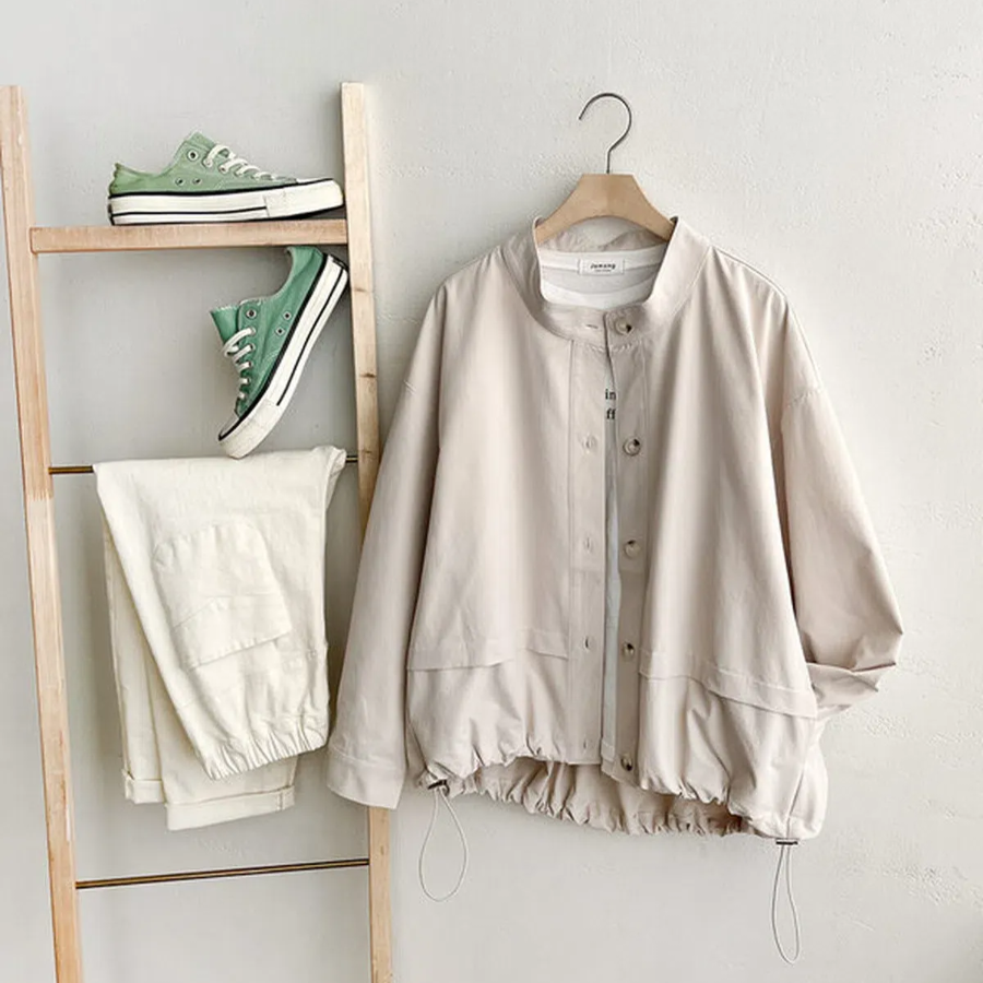 Shirring Button-Up Spring Field Jacket