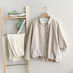 Shirring Button-Up Spring Field Jacket