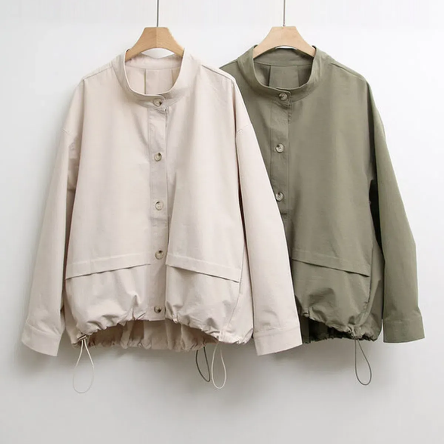Shirring Button-Up Spring Field Jacket