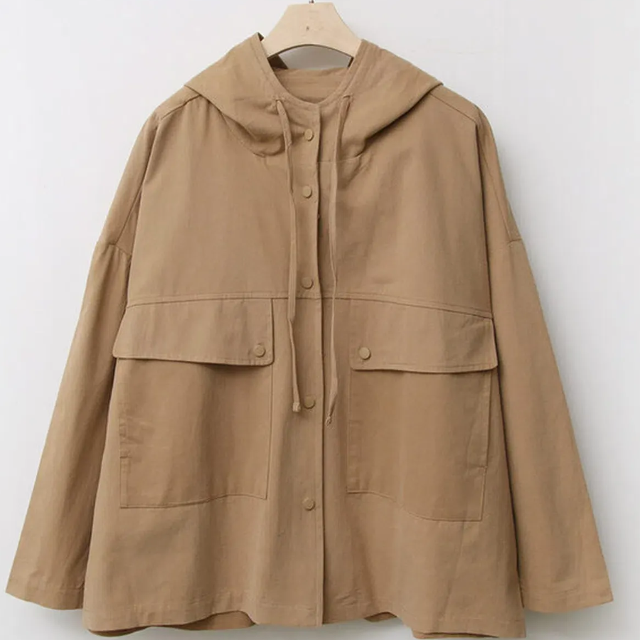 Loose Fit Cotton Hooded Jacket