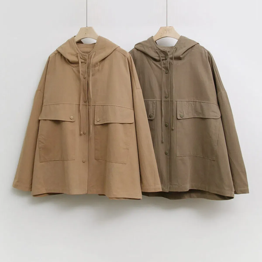 Loose Fit Cotton Hooded Jacket