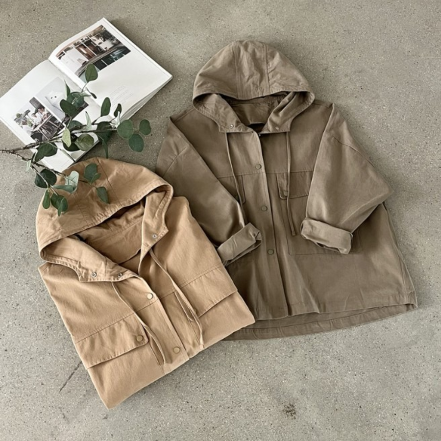 Loose Fit Cotton Hooded Jacket