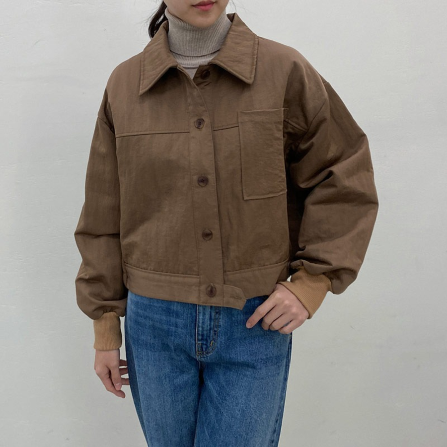 Plain Nylon Button-Up Jacket