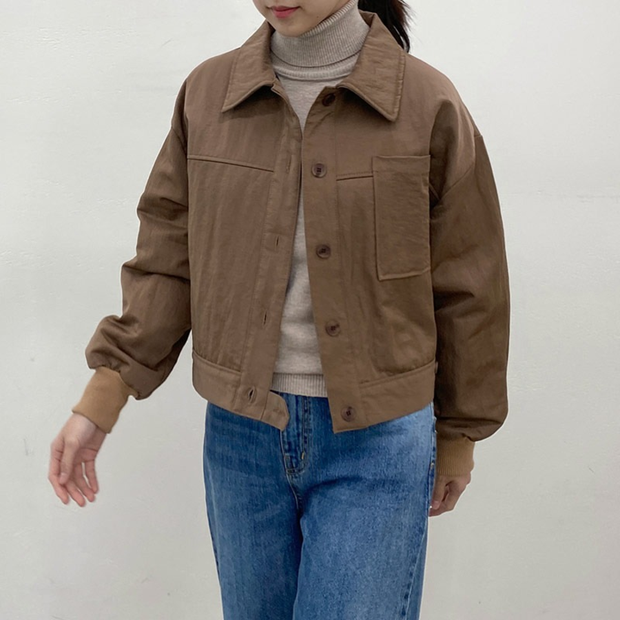 Plain Nylon Button-Up Jacket