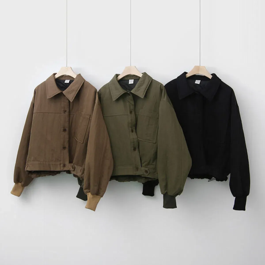 Plain Nylon Button-Up Jacket