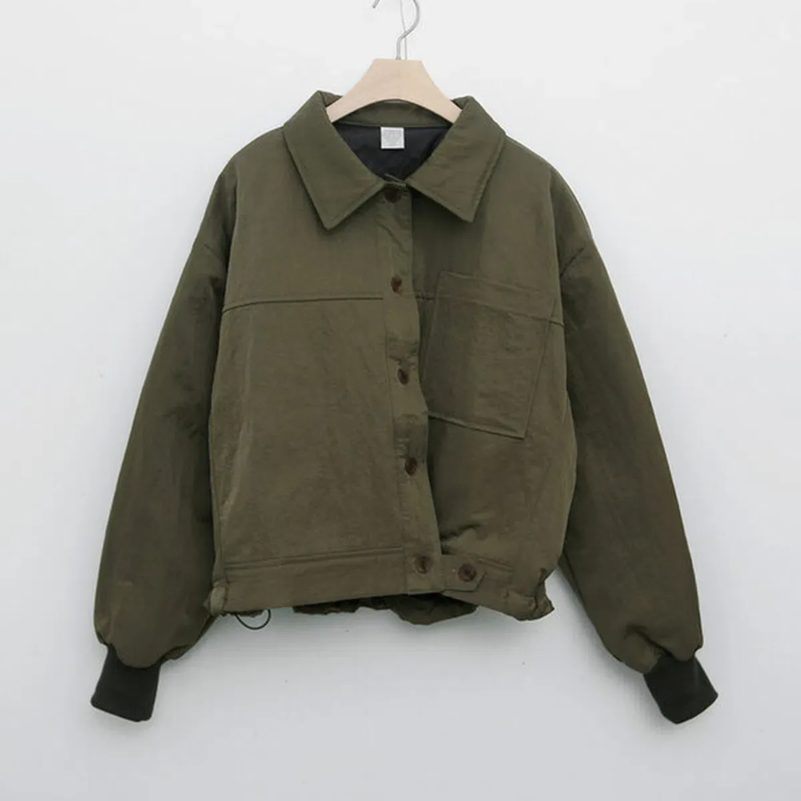 Plain Nylon Button-Up Jacket