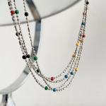 Многослойное колье с миниатюрными цветными бусинами в тропическом стиле