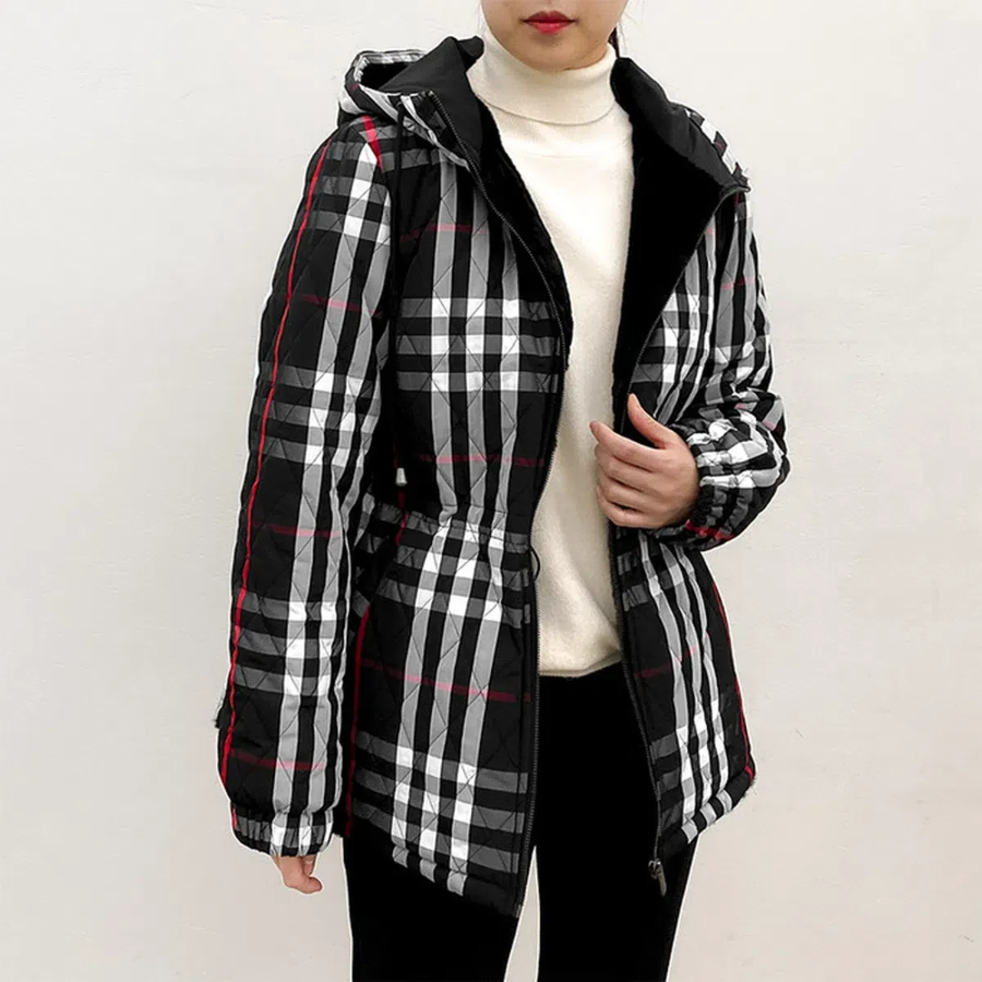 Fleece-Lined Check Hooded Safari Jacket