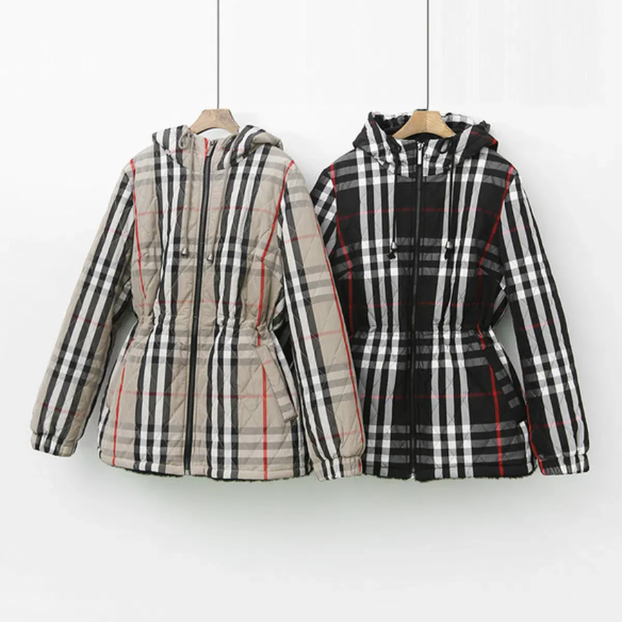 Fleece-Lined Check Hooded Safari Jacket