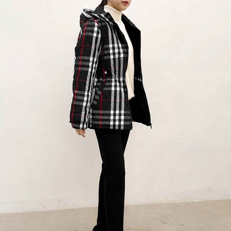 Fleece-Lined Check Hooded Safari Jacket